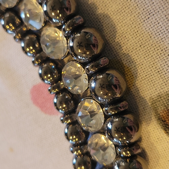 Bib Necklace,Statement  Piece,Highest Quality, Hematite and Dazzling Rhinestones - Picture 2 of 6